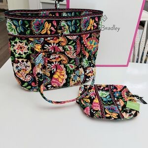 Vera Bradley Disney Parks Midnight Mickey Large Vera Tote & Large Cosmetic NWT